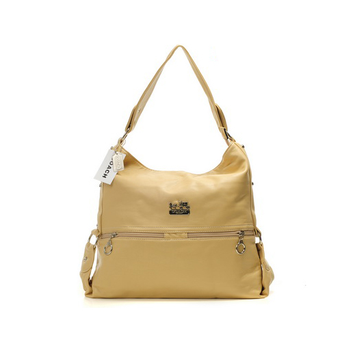 Coach Zip Logo Large Ivory Shoulder Bags DIO | Women - Click Image to Close